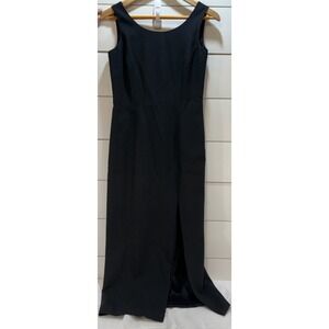 Vintage Laundry by Shelli Segal Black Lace Embroidered V on Back Maxi Dress Sz 4